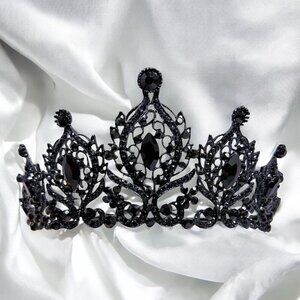 Dark Queen Tiara, Costume Tiara, Cosplay Headdress, Gothic Jewelry, Black Crown